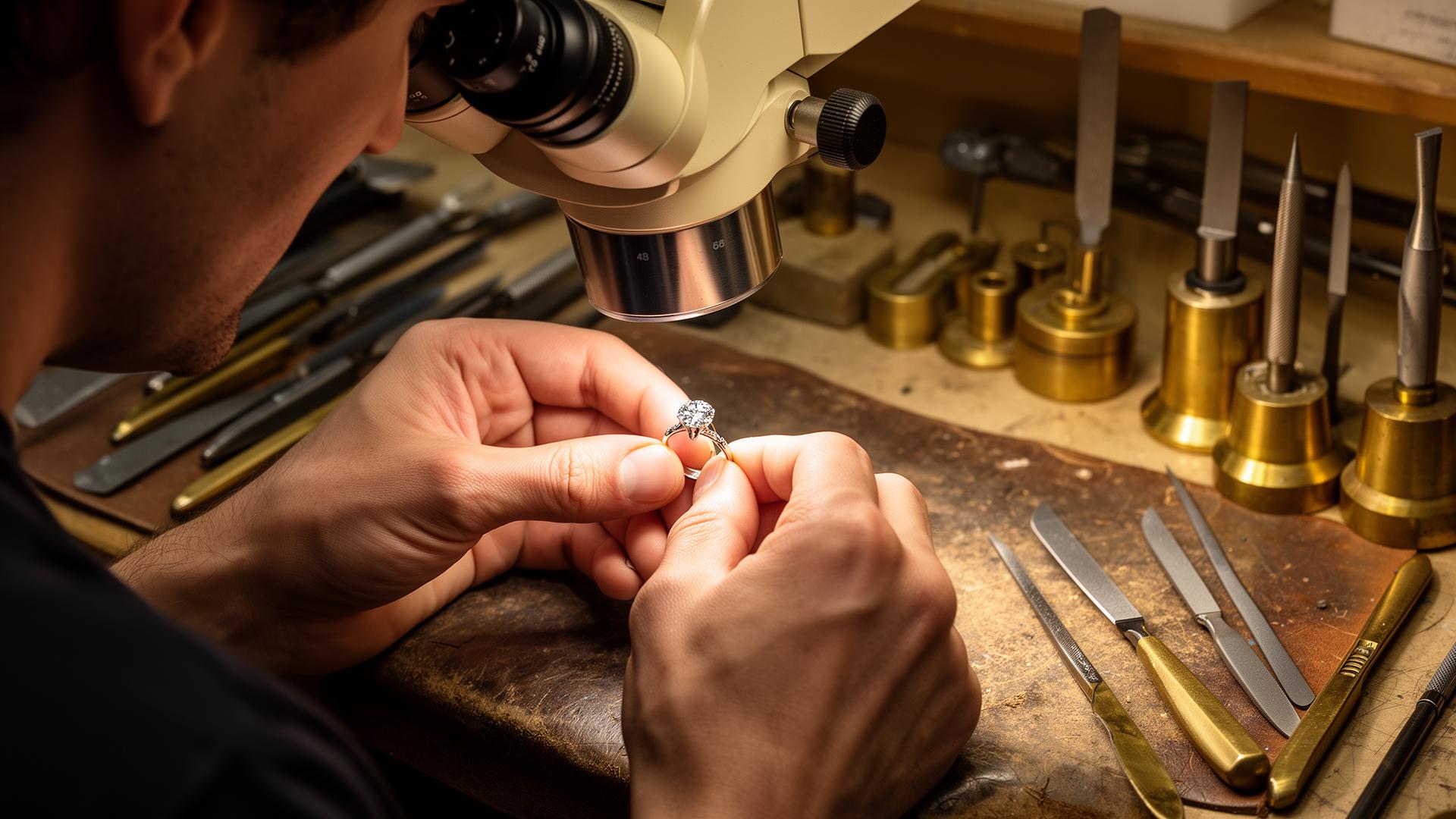 A master jeweler at the Brillianes atelier bench