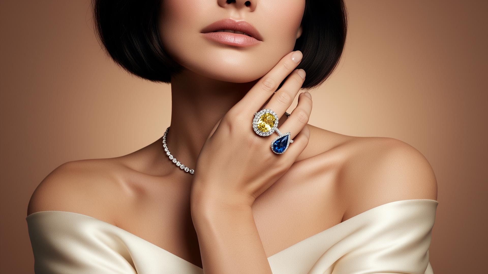 A woman wearing diamond rings — Brillianes campaign